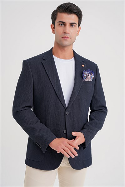 Slim Fit Torba Cepli Esnek Pamuklu Lacivert Ceket C 694