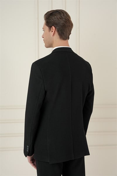 Slim Fit Torba Cepli Esnek Pamuklu Siyah Ceket C 694