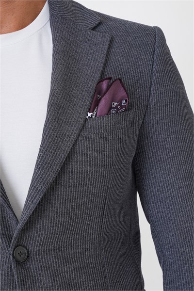 Slim Fit Torba Cepli Fitilli Dokuma Esnek Yünlü İndigo Ceket C 747