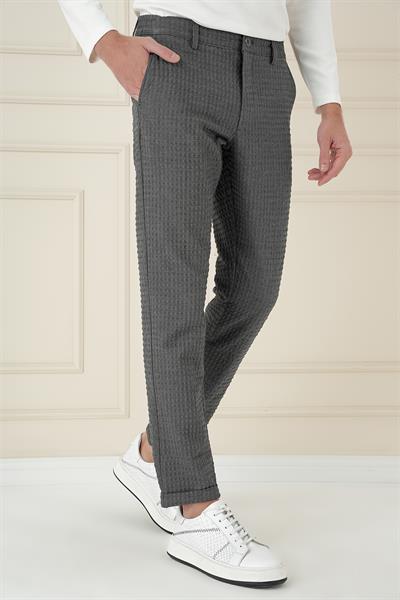 Slim Fit Waffle Kumaş Esnek Pamuk Antrasit Pantolon P 1168