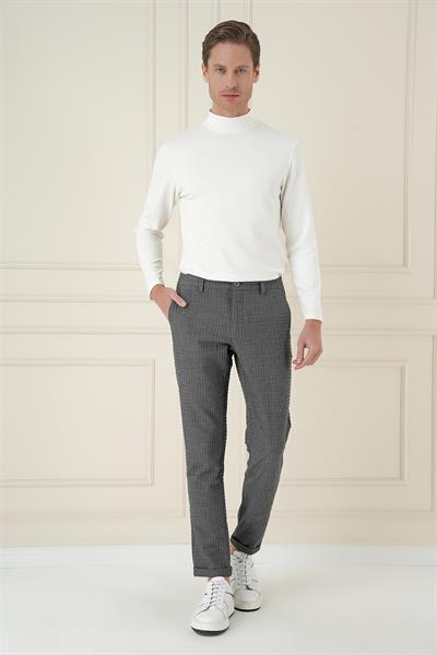 Slim Fit Waffle Kumaş Esnek Pamuk Antrasit Pantolon P 1168