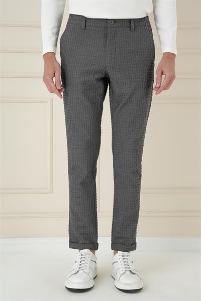 Slim Fit Waffle Kumaş Esnek Pamuk Antrasit Pantolon P 1168