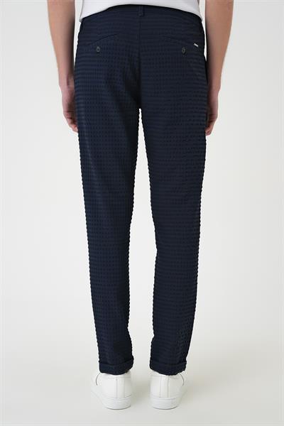 Slim Fit Waffle Kumaş Esnek Pamuk Lacivert Pantolon P 1168