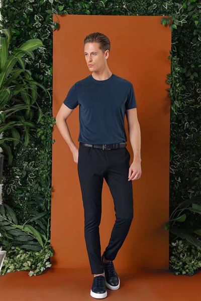 Slim Fit Yan Cep Esnek Pamuk Casual Lacivert Pantolon P 1147