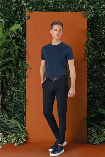 Slim Fit Yan Cep Esnek Pamuk Casual Lacivert Pantolon P 1147
