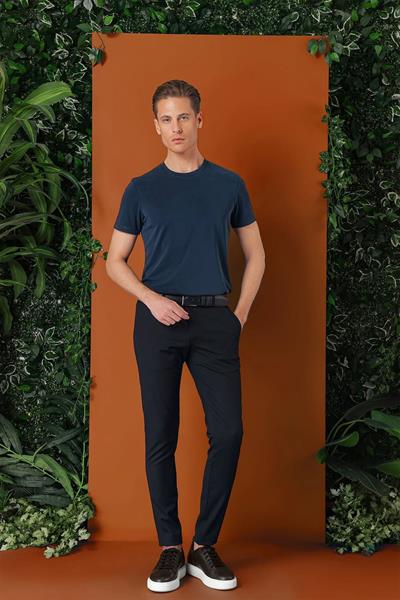 Slim Fit Yan Cep Esnek Pamuk Casual Lacivert Pantolon P 1147