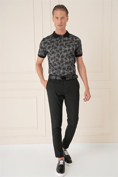 Slim Fit Yan Cep Esnek Pamuk Casual Siyah Pantolon P 1147