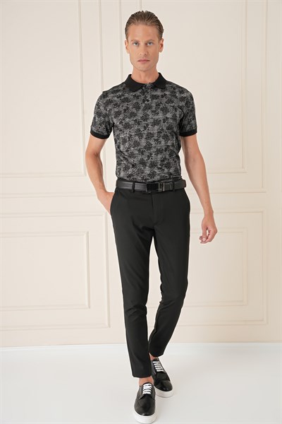 Slim Fit Yan Cep Esnek Pamuk Casual Siyah Pantolon P 1147