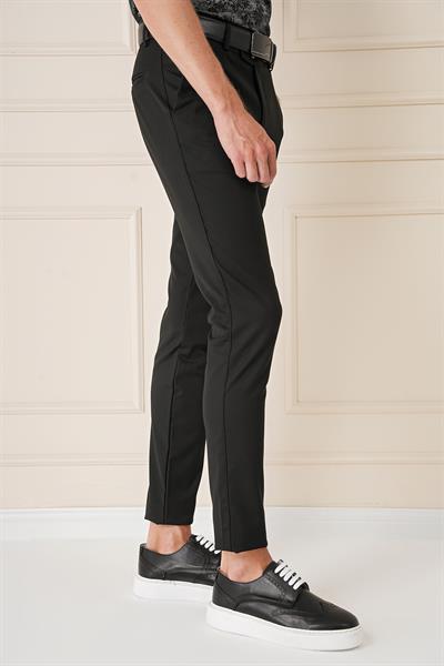 Slim Fit Yan Cep Esnek Pamuk Casual Siyah Pantolon P 1147