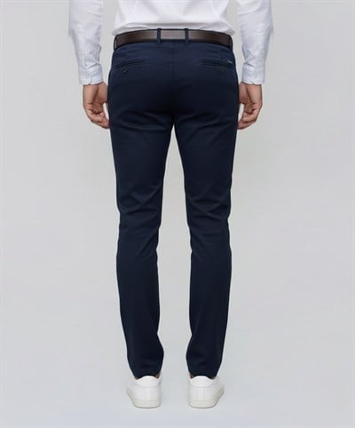 Slim Fit Yan Cep Esnek Pamuklu Casual Lacivert Pantolon P 1088