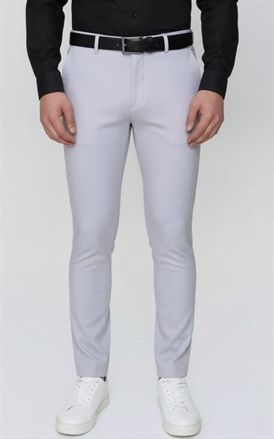 Slim Fit Yan Cep Esnek Pamuklu Casual Gri Pantolon P 1088