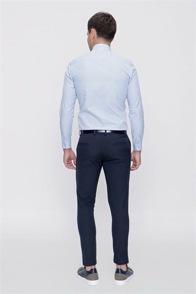 Slim Fit Yan Cep Esnek Pamuklu Dokulu Lacivert Pantolon P 1086