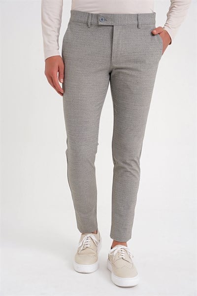 Slim Fit Yan Cep Esnek Pamuklu Dokulu Bej Pantolon P 1086