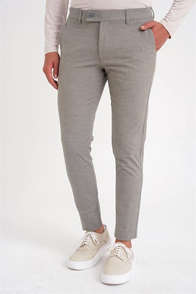 Slim Fit Yan Cep Esnek Pamuklu Dokulu Bej Pantolon P 1086
