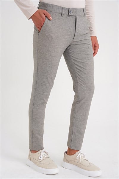 Slim Fit Yan Cep Esnek Pamuklu Dokulu Bej Pantolon P 1086