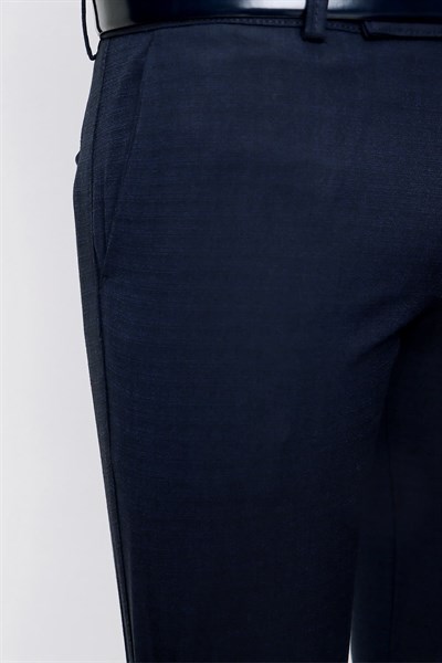 Slim Fit Yan Cep Esnek Pamuklu Dokulu Lacivert Pantolon P 1086