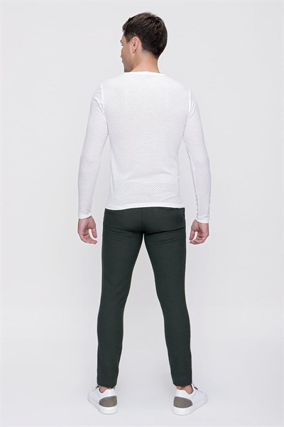 Slim Fit Yan Cep Esnek Pamuklu Dokulu Yeşil Pantolon P 1086