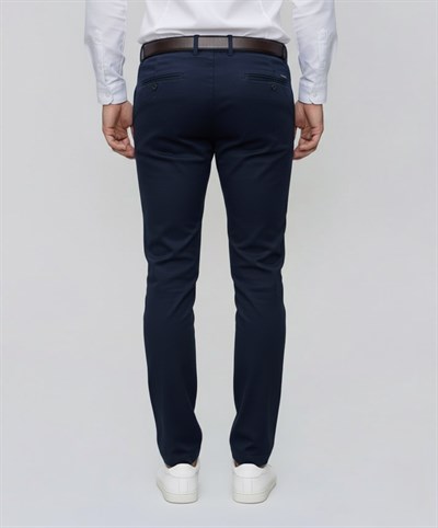 Slim Fit Yan Cep Esnek Pamuklu Lacivert Chino Pantolon P 1088