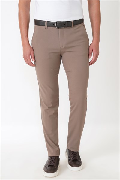 Slim Fit Yan Cep Esnek Yünlü Bej Pantolon P 1232