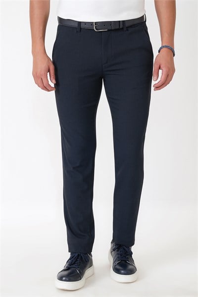 Slim Fit Yan Cep Esnek Yünlü Lacivert Pantolon P 1232
