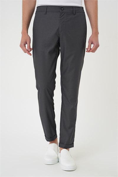 Slim Fit Yan Cep Pamuklu Duble Paça Antrasit Jogger Pantolon P 1165
