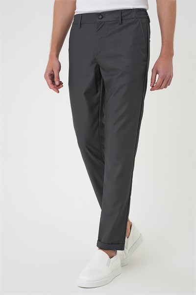 Slim Fit Yan Cep Pamuklu Duble Paça Antrasit Jogger Pantolon P 1165