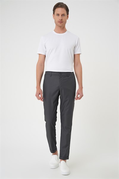 Slim Fit Yan Cep Pamuklu Duble Paça Antrasit Jogger Pantolon P 1165