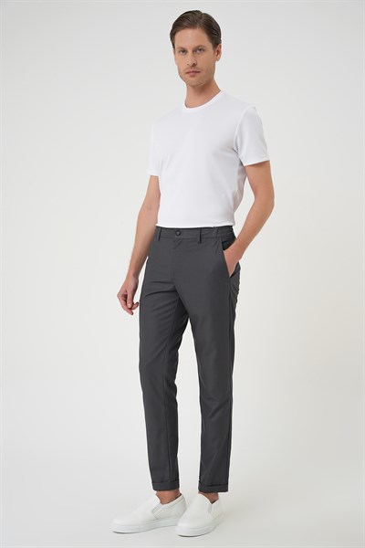 Slim Fit Yan Cep Pamuklu Duble Paça Antrasit Jogger Pantolon P 1165