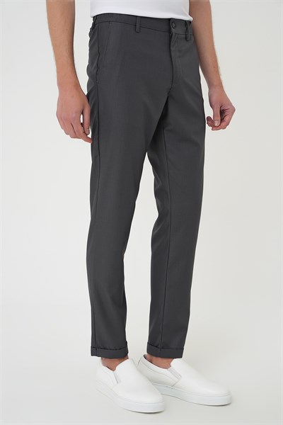 Slim Fit Yan Cep Pamuklu Duble Paça Antrasit Jogger Pantolon P 1165