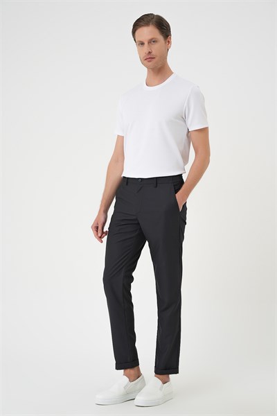 Slim Fit Yan Cep Pamuklu Duble Paça Füme Jogger Pantolon P 1165