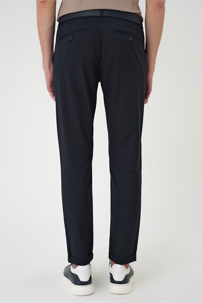 Slim Fit Yan Cep Pamuklu Duble Paça Lacivert Jogger Pantolon P 1165