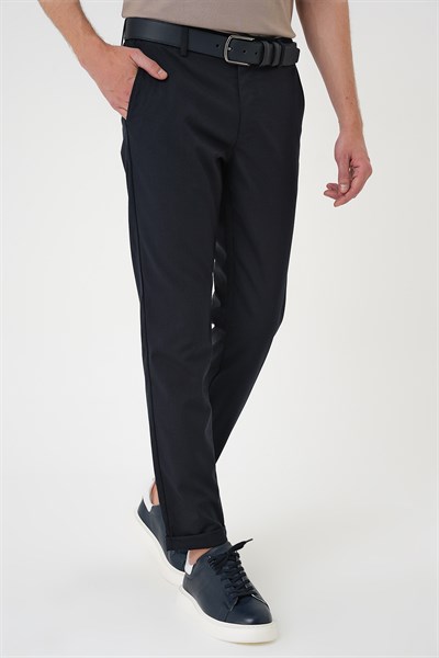 Slim Fit Yan Cep Pamuklu Duble Paça Lacivert Jogger Pantolon P 1165
