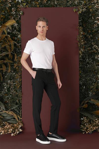 Slim Fit Yan Cepli Dokulu Esnek Casual Koyu Yeşil Pantolon P 1139