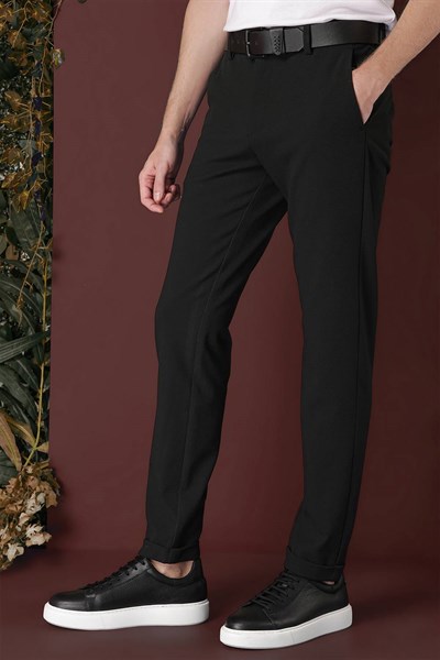 Slim Fit Yan Cepli Dokulu Esnek Koyu Yeşil Pantolon P 1139