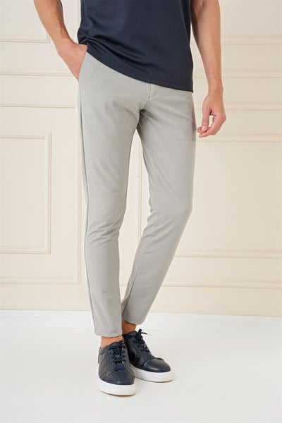 Slim Fit Yan Cepli Düz Esnek Casual Çağla Pantolon P 1144