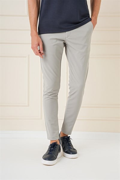 Slim Fit Yan Cepli Düz Esnek Casual Çağla Pantolon P 1144