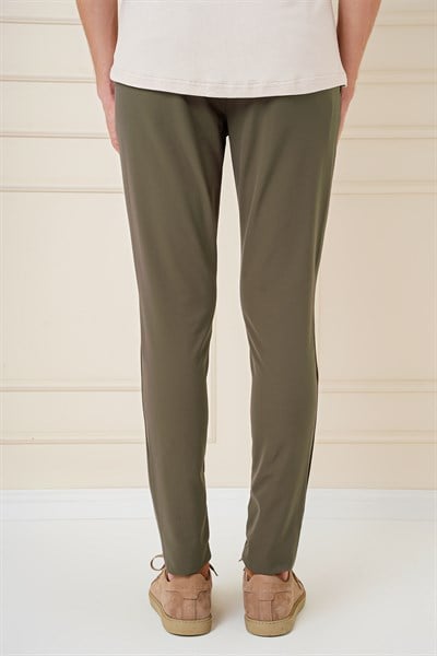 Slim Fit Yan Cepli Düz Esnek Casual Haki Pantolon P 1144