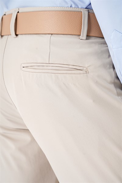 Slim Fit Yan Cepli Düz Esnek Casual Kum Pantolon P 1144