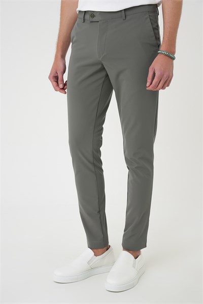 Slim Fit Yan Cepli Düz Esnek Casual Su Yeşili Pantolon P 1144