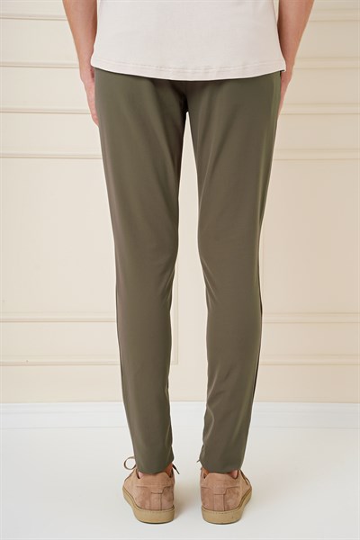 Slim Fit Yan Cepli Düz Esnek Pamuk Casual Haki Pantolon P 1144