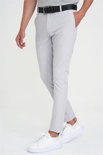 Slim Fit Yan Cepli Esnek Düz Koyu Taş Pamuk Pantolon P 1197