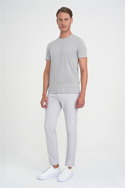 Slim Fit Yan Cepli Esnek Düz Koyu Taş Pamuk Pantolon P 1197