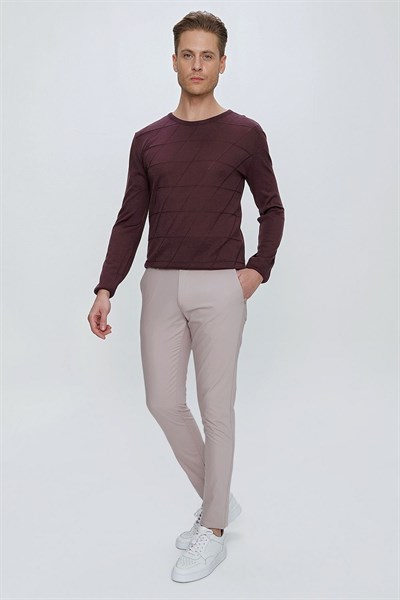 Slim Fit Yan Cepli Esnek Pamuklu Gri Chino Pantolon P 1077