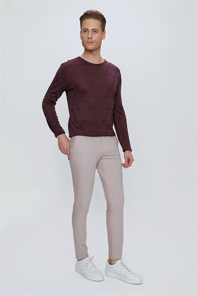 Slim Fit Yan Cepli Esnek Pamuklu Gri Chino Pantolon P 1077