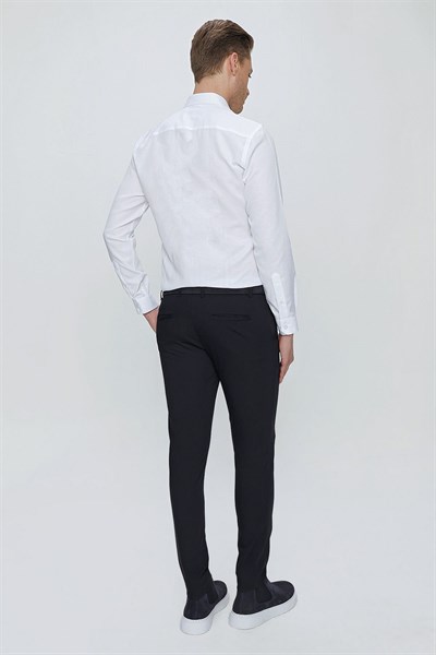 Slim Fit Yan Cepli Esnek Pamuklu Lacivert Chino Pantolon P 1077