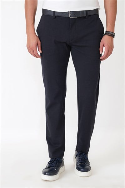 Slim Fit Yan Cepli Esnek Tencel Karışımlı Lacivert Pantolon P 1233