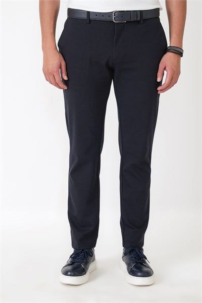 Slim Fit Yan Cepli Esnek Tencel Karışımlı Lacivert Pantolon P 1233
