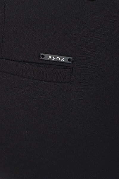 Slim Fit Yan Cepli Esnek Yünlü Siyah Pantolon P 1099