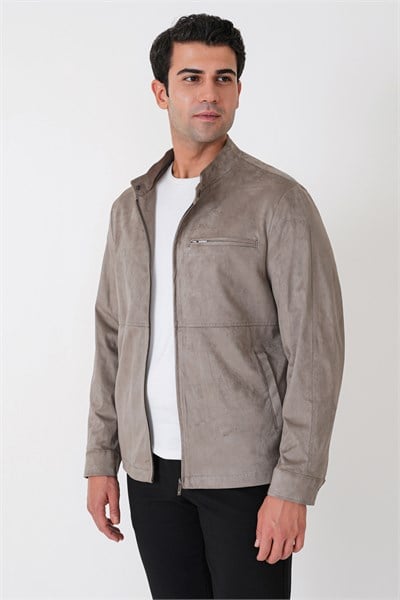 Slim Fit Yan Cepli Hakim Yaka Taş Süet Mont MT 187