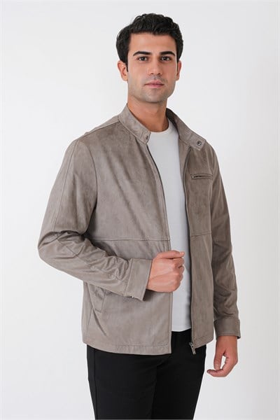 Slim Fit Yan Cepli Hakim Yaka Taş Süet Mont MT 187